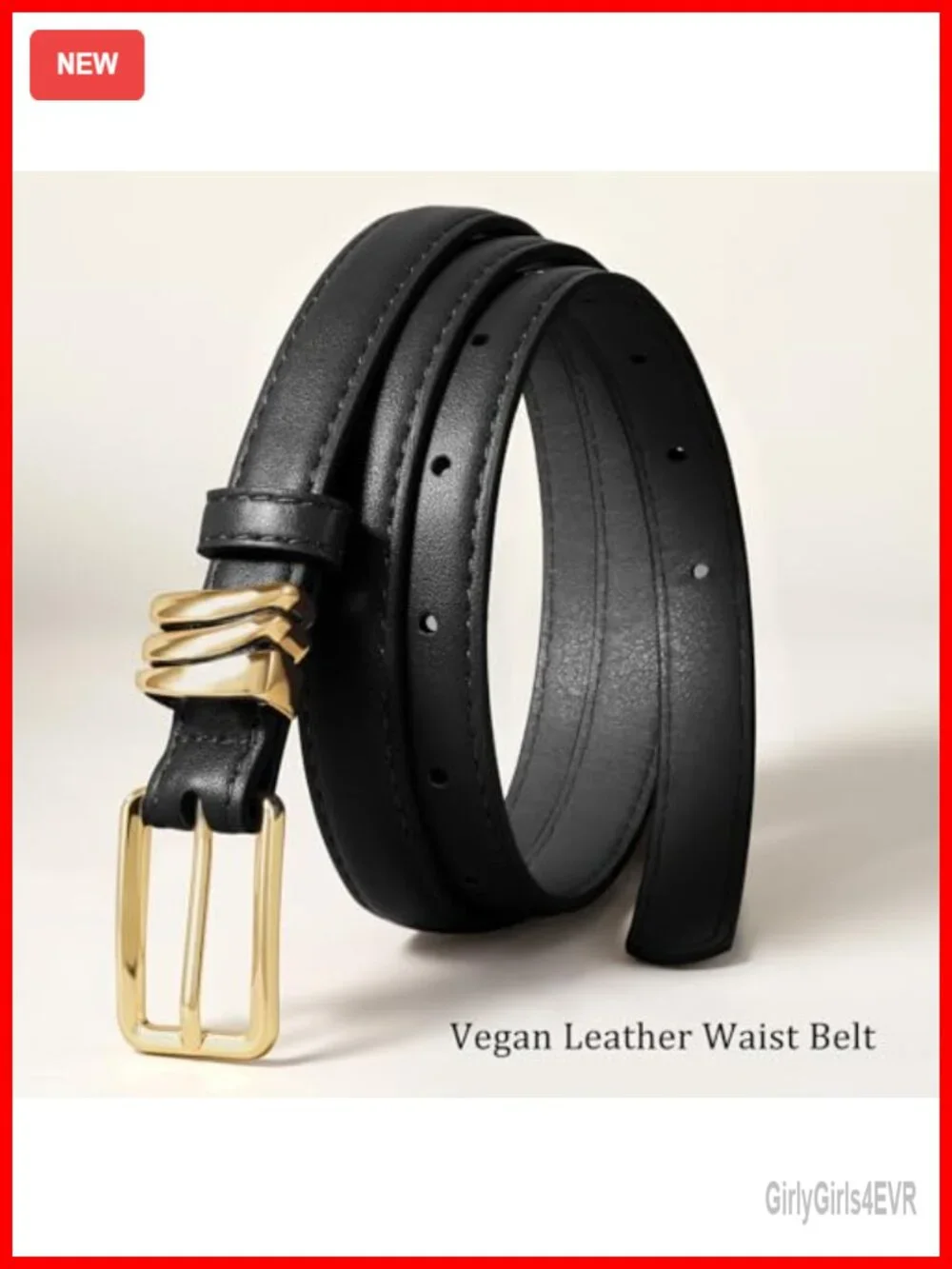 Women Skinny Leather Belt with Gold Buckle and Metal Loops for Dresses Jeans